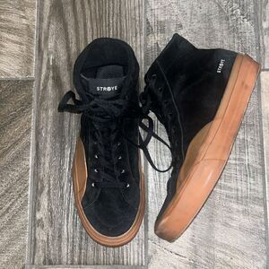 Straye black suede leather high top skater sneakers